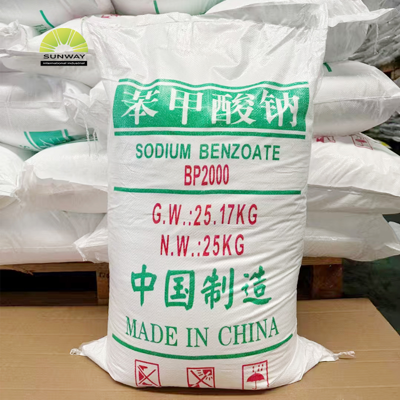 Sunway Factory Price Preservante Polvo blanco Benzoato de sodio E211 25 kg/bolsa