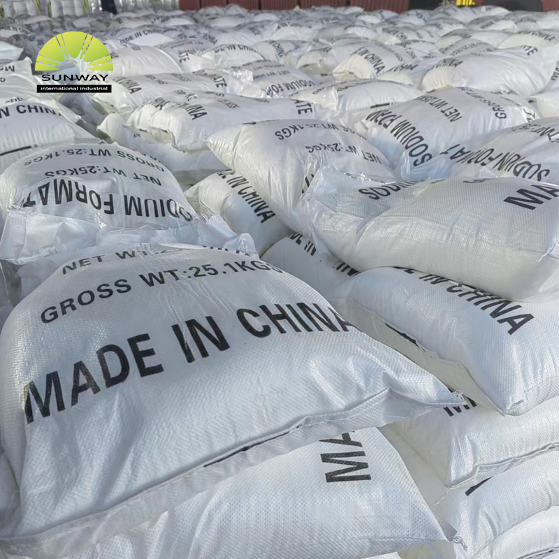 Formiato de sodio de grado industrial con 98% de pureza.