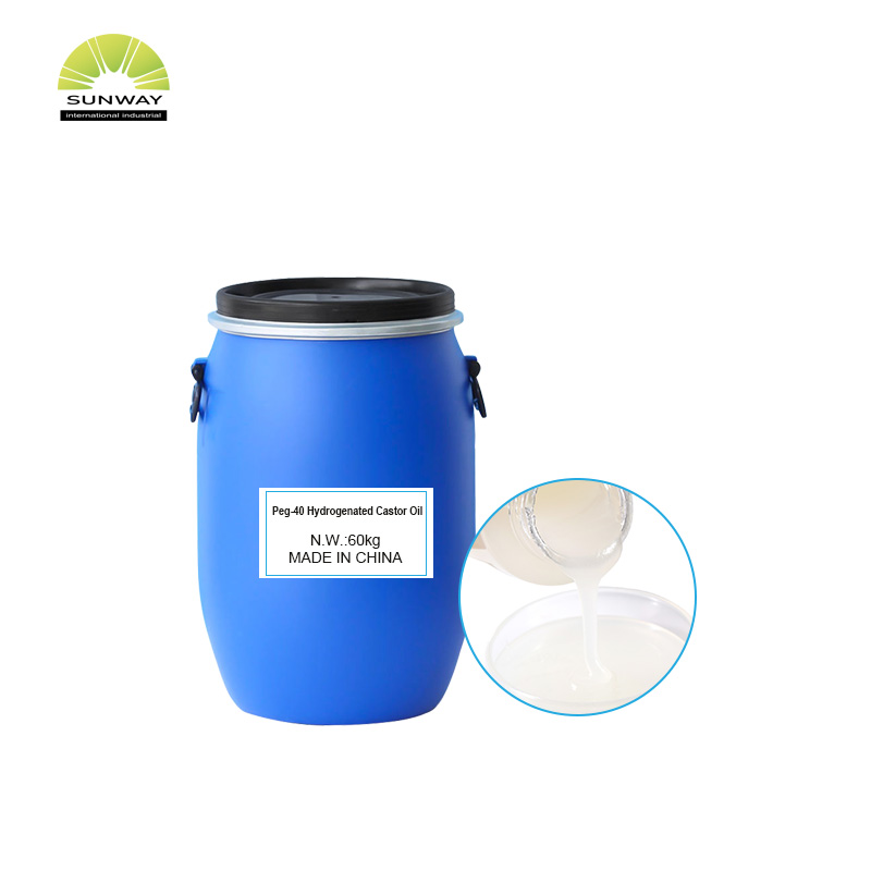 Suministro de fábrica de materias primas para detergentes solventes: aceite de ricino hidrogenado Peg-40