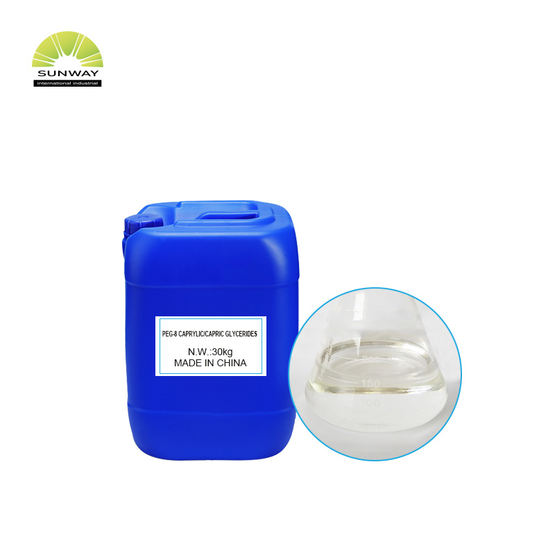 Suministro de fábrica de materias primas químicas diarias: glicéridos caprílicos/cápricos Peg-8